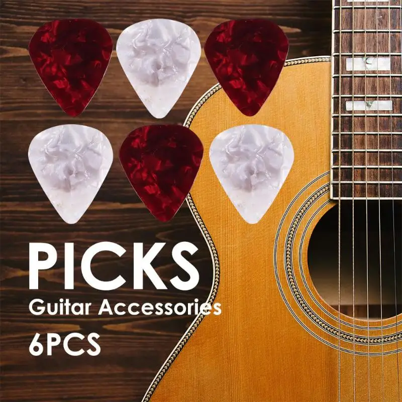

6pcs Guitar Picks Plastic Thickness Ukulele Non-slip Paddle Clip Picks Acoustic Electric Guitar Accessories