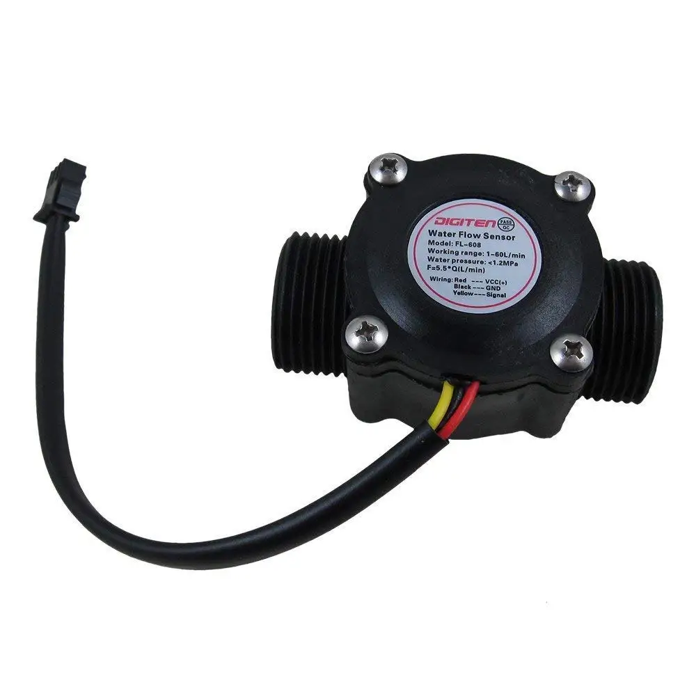 DIGITEN Water Flow Control LCD Display Controller+G3/4" Hall Sensor Flow Meter Flowmeter Counter+G3/4" Solenoid Valve Normally C