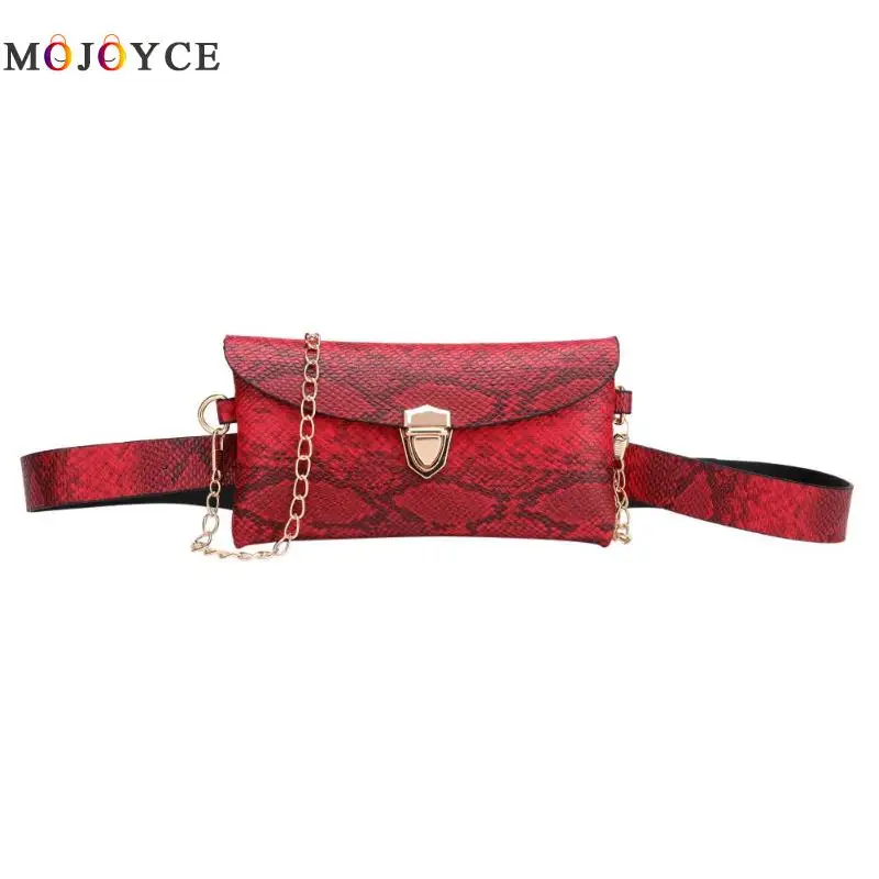 

Chain Shoulder Waist Bags Phone Pouch Women PU Leather Fanny Packs Serpentine Leather Belt Bag for Ladies