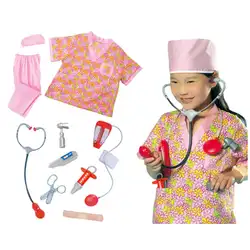 10 шт детская медсестра Доктор белый лабораторный халат Униформа с топом костюм для выпускного производительность ступень играть игрушка