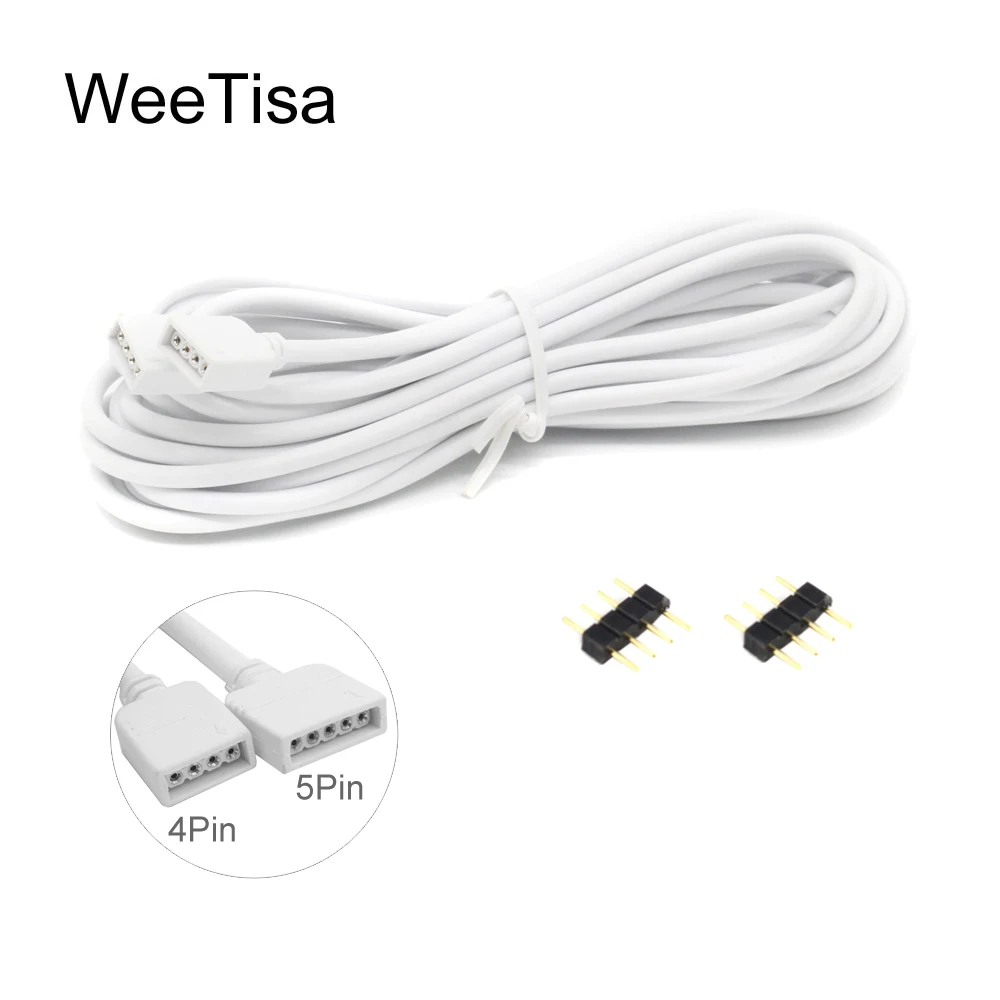 RGB RGBW Удлинительный кабель разъем 4Pin 5Pin 1 м 2 м 3 м 4 м 5 м 10 м светодиодный удлинитель для 5050 2835 RGB RGBW Светодиодная лента Разъем|Соединители|   | АлиЭкспресс