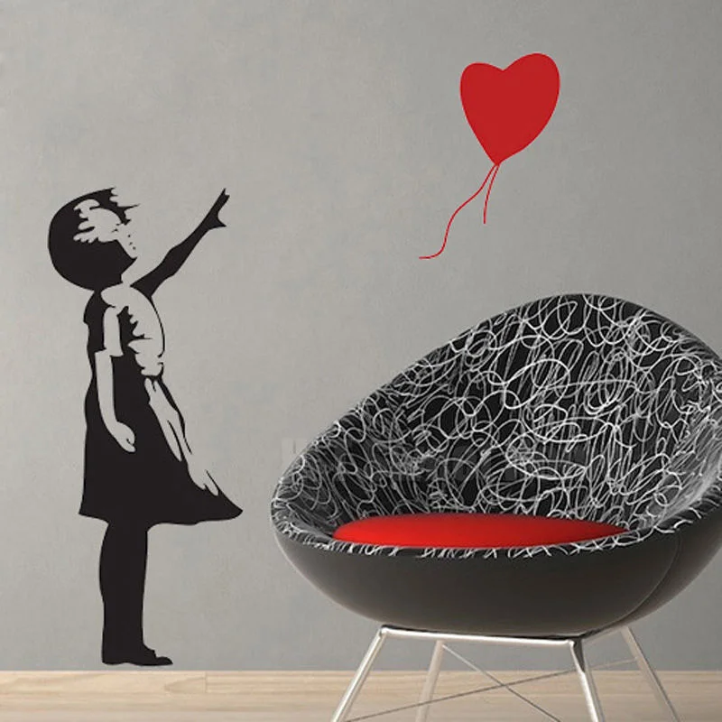 

D416 Banksy Little Girl Love Balloon Vinyl Wall Sticker Decal Bedroom DIY Girls Room