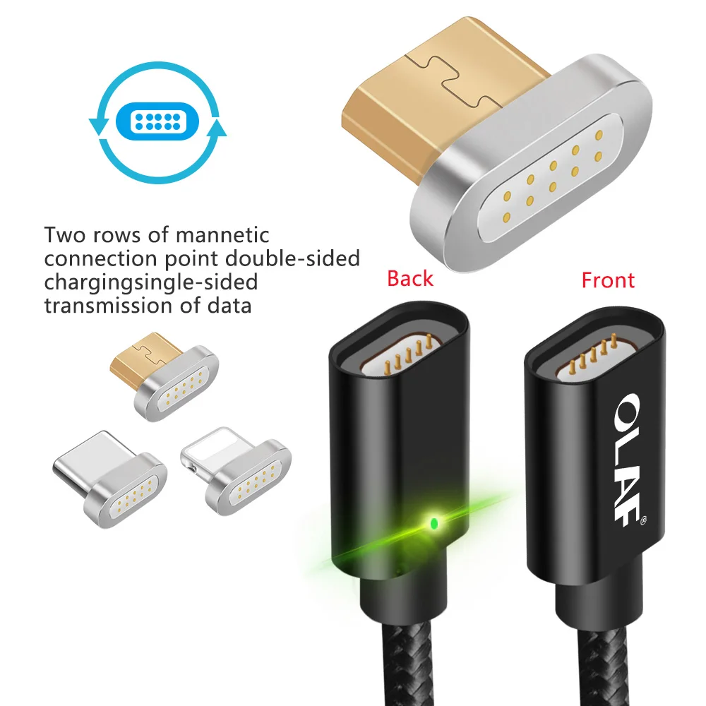 أولاف كابل USB مغناطيسي ل فون مايكرو شاحن يو اس بي المغناطيس بيانات شحن تهمة نوع C كابل ل شاحن هاتف محمول يعمل بنظام تشغيل أندرويد كابلات
