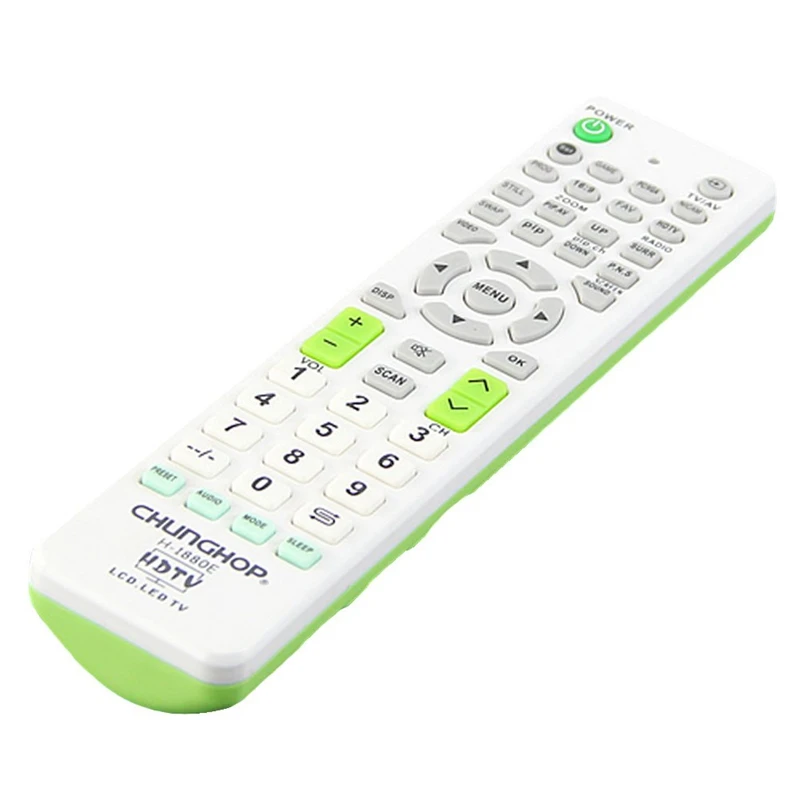 

CHUNGHOP Multi-Function White With Green Rectangle Remote Control Controller For LCD LED HD TV Sets