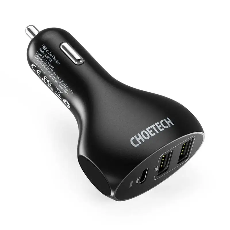 Choetech 30 Вт 3 порта USB Автомобильное зарядное устройство Dual + type C PD быстрое для