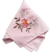 1 шт 26 см Винтаж розового шелка женщины площади вышитый носовой платок полотенца для лица и рук детские кружевные женские hanky свадебный подарок