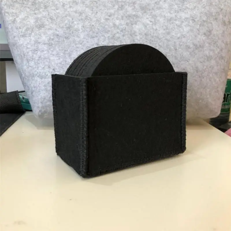 

10PCS Felt Cup Pad Placemat Innovative Gift Box High Temperature Resistant Anti-Deformation Mat Storage Box