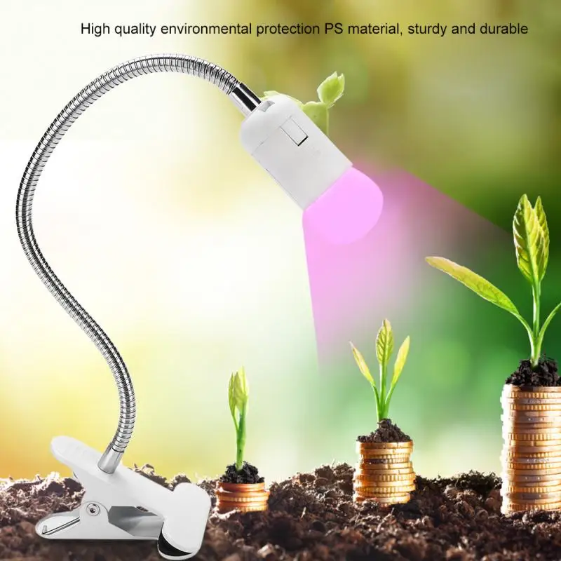

EU UK Plug E27 Plants Grow Lamp Durable Plants Growing Lamp Light With Holder Showcase Light Fixture with Flexible Clip 50cm