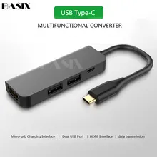 Basix USB C концентратор USB C к HDMI 4 K концентратор USB 3,0 USB2.0 адаптер Micro Зарядка через usb Порты и разъёмы для MacBook pro samsung Galaxy S8 Тип c концентратора