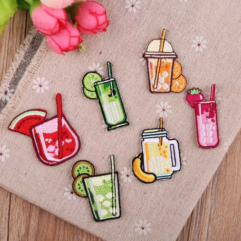 PGY Fruit beverage Food lemonade Patches Embroidery Iron on Patches for
