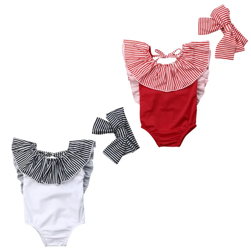 

2Pcs Summer Toddler Baby Girl Swimwear Bathing Suit Stripe Outfits Swimsuit Sets
