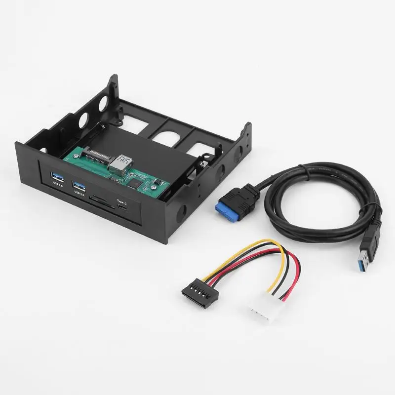 

3.5 Inch Internal Card Reader w/USB 3.1 Type C + 2xUSB 3.0 Port SD TF Card Reader Hub Front Panel
