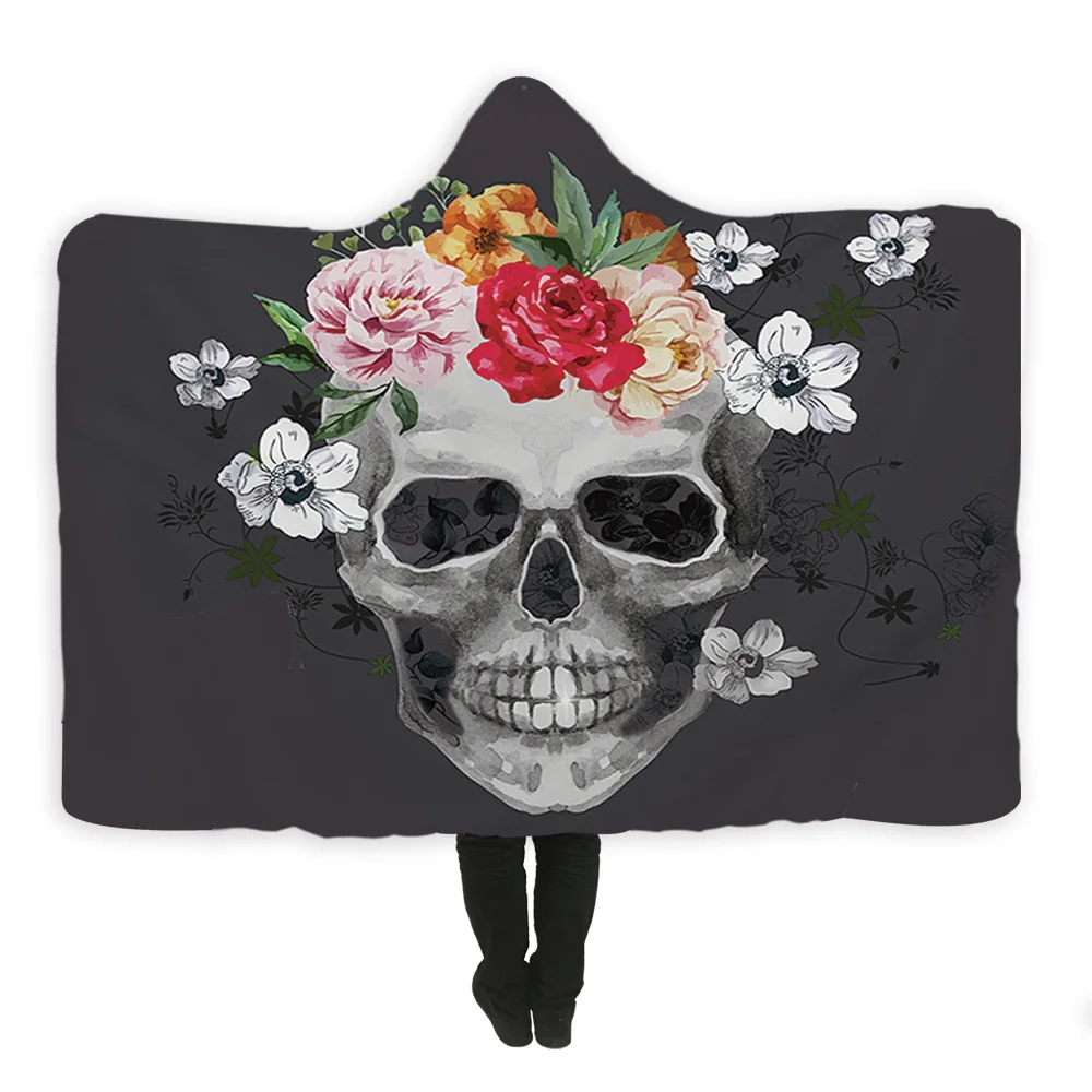 

Thickening Hoodie Blanket Silk Flower Wearable Fleece Throw Blanket Family Blanket For Kids Adults Throw Blanket In Cap Warm