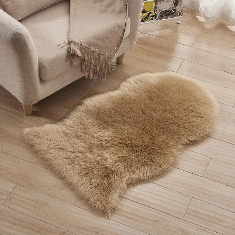 

Fluffy Sheep Skin Rug Soft Faux Fur Fake Mats Bedroom Rugs Carpet 2 Size Home