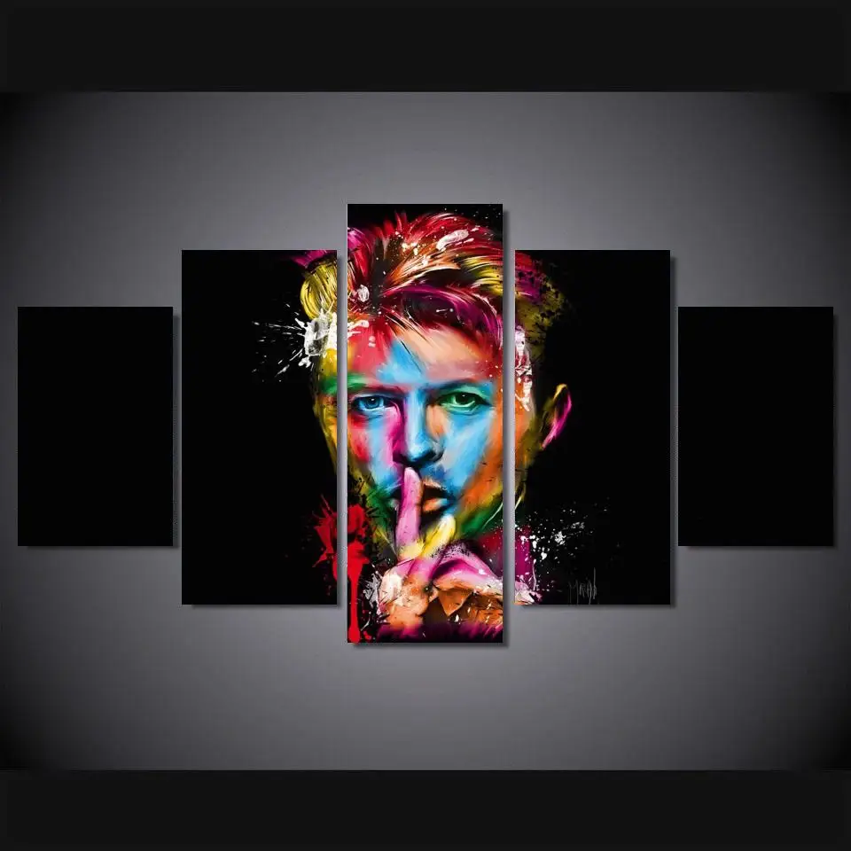 

Canvas Frame Painting Wall Art Pictures Home Decor 5 Panel Modern HD Printed David Bowie Singer Songwriter Amazing Poster .