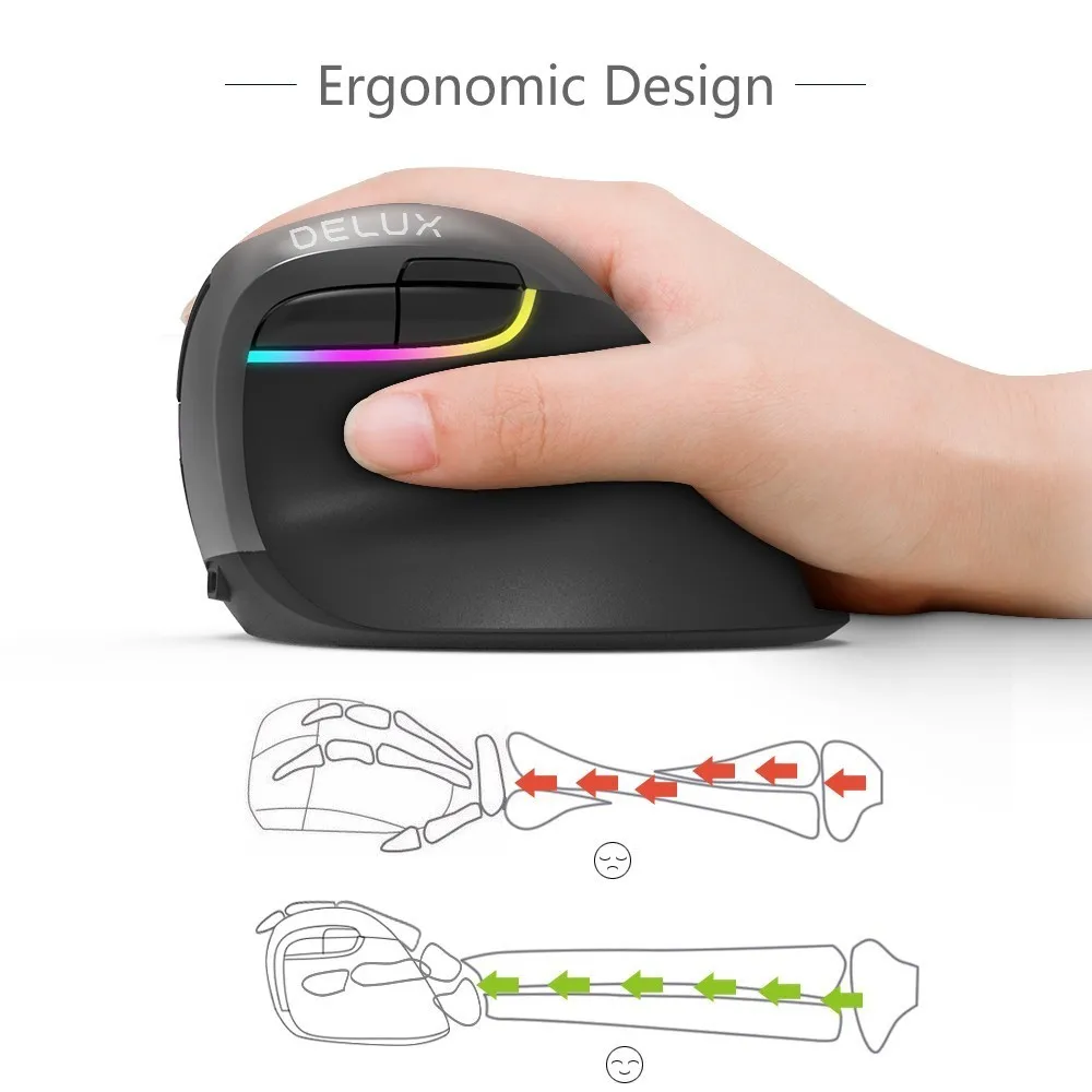 Delux M618 Mini Bluetooth 4 0 2 4GHz dual mode Wireless Mouse 2400 DPI Ergonomic Rechargeable 1 Delux M618 Mini Bluetooth 4 0 2 4GHz dual mode Wireless Mouse 2400 DPI Ergonomic Rechargeable 2