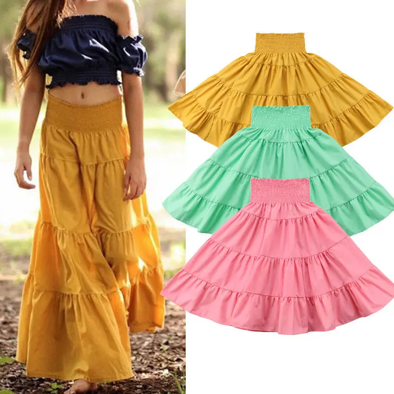 

Toddler Kids Baby Girls Skirt Casual High Waist Pleated Long Skirt Princess Infant Baby Girl Beach Skirts Daily 1-5Y
