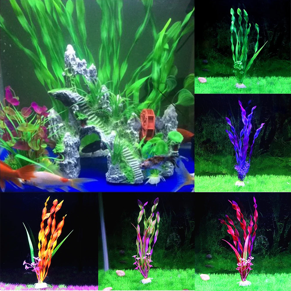 

Artificial Aquarium Plants, Simulation Vivid Plastic Aquatic Plants for Fish Tank Landscaping Decoration(31cm,Wine Red)