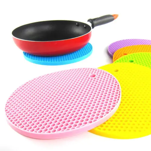 

2017 Multi-use Round Silicone Non-slip Heat Resistant Mat Hang Tableware Coaster Cushion Placemat Pot Holder Kitchen Accessories