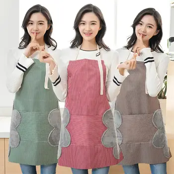 

Apron Home Fabric Cooking Double-side Hand Wiping Oil-proof Large Pocket Pinafore With Adjustable Buckle Strap For Kitchens