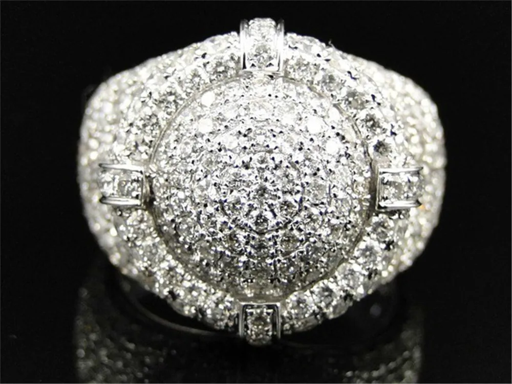 Size 6-12 Men's Hip Hop Punk Shiny Iced Out Full Zircon Signet Rings Europe Male Rhinestone Rings Exquisite Gifts Jewelry