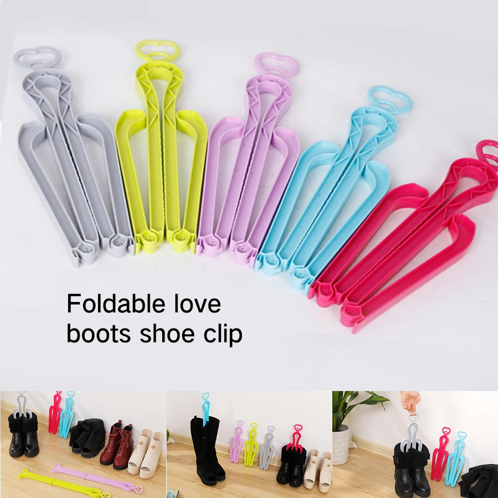 

5Pcs Boot Support Knee High Organizer Storage Folding Plastics Hanger Women Holder Rack Stretcher Shoes Clip Stand Heart#1114