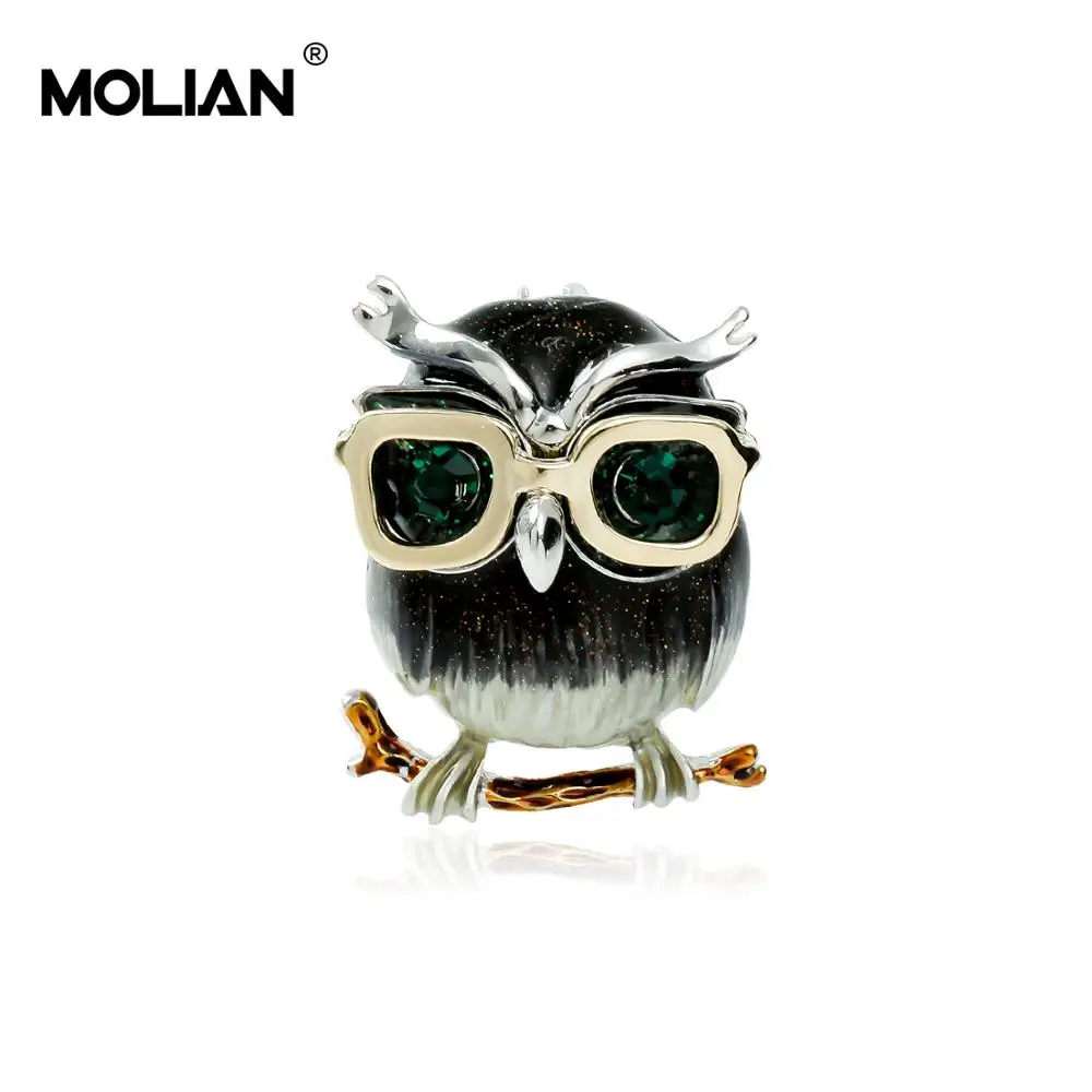 

MOLIAN Bird Owl Brooch Cubic Zirconia Lovely Small Pins Silver Copper broche Gold jewelry for women Banquet jewellery Gifts