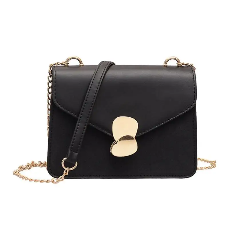 

Small Women Solid Color PU Leather Messenger Handbags Clutch Casual High Quality Chain Crossbody Shoulder Bags 2019 Hot Selling