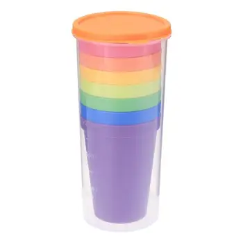 

7Pcs Rainbow Set Cup Picnic Travel Portable Color Plastic Cups Barbecue Camping Festival Birthday Cups Tea Cup Set