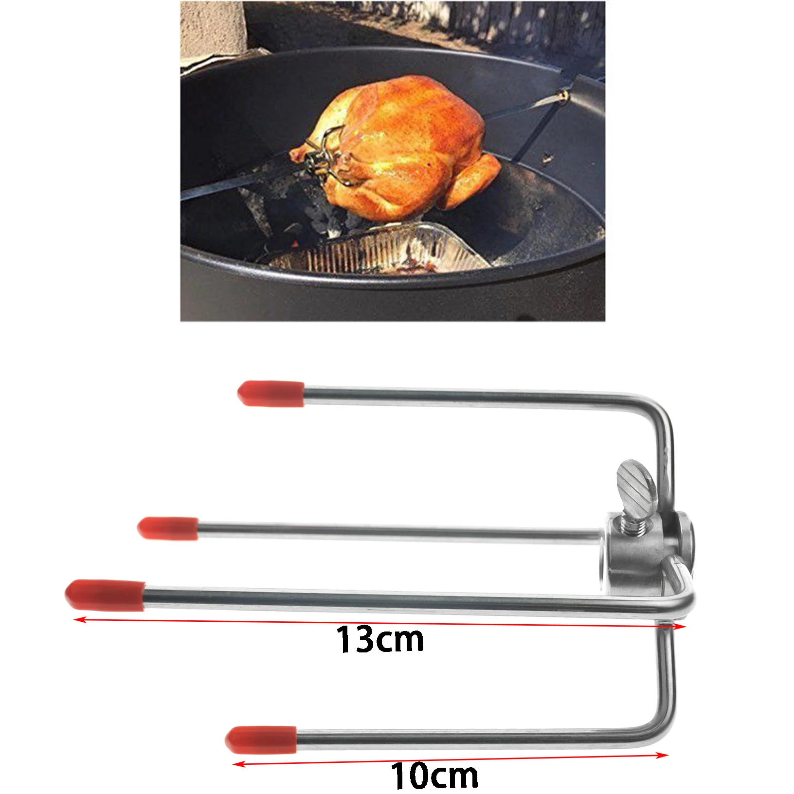 2pcs Spit Stainless Steel Forks Rotisserie BBQ Chicken Grill Charcoal