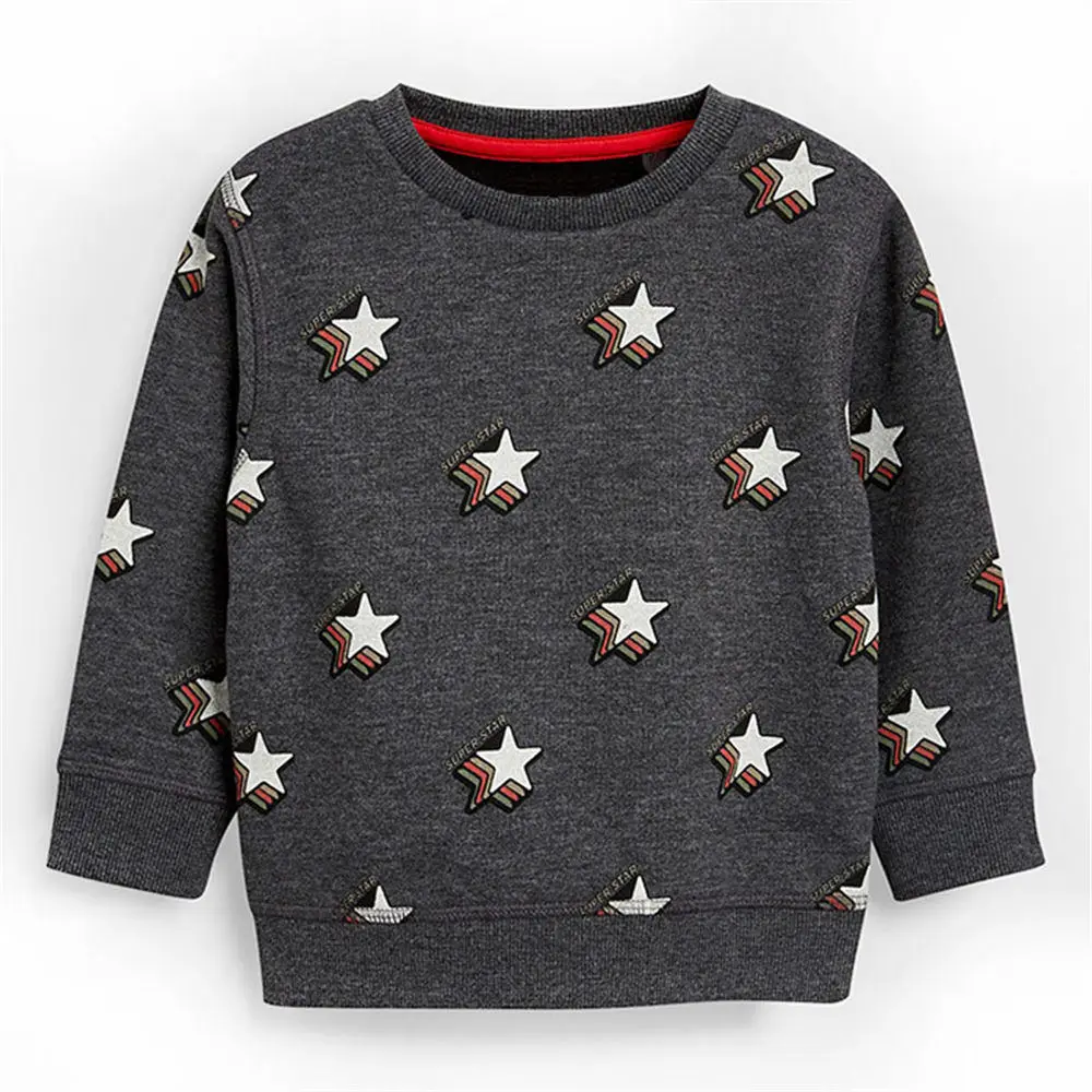 

Jumping Meters Boys Sweater Warm Stars Printed Grey Baby Girls Boys shirt Kids Long Sleeve Tops 100% Cotton Winter Clothes