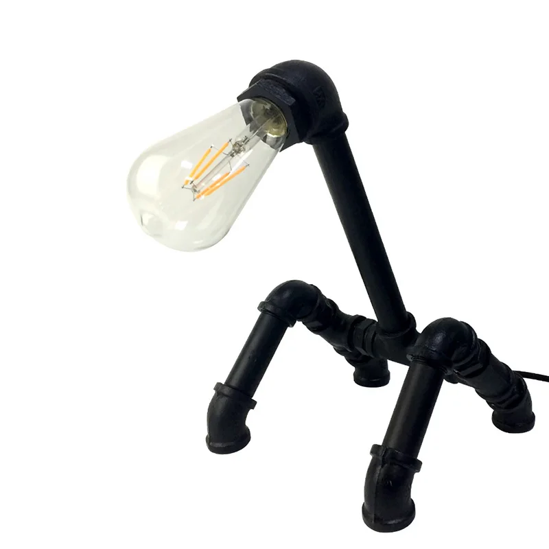 

1pcs Industrial Water Pipe Steampunk Robot Table Desk Lamp Study Office Bedroom (the bulb is NOT included)