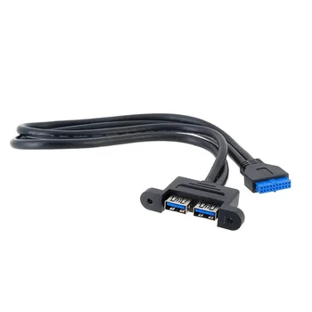 

CYSM 2P USB 3.0 Female Screw Mount to Motherboard 20pin Header Cable 50cm w O Bracket