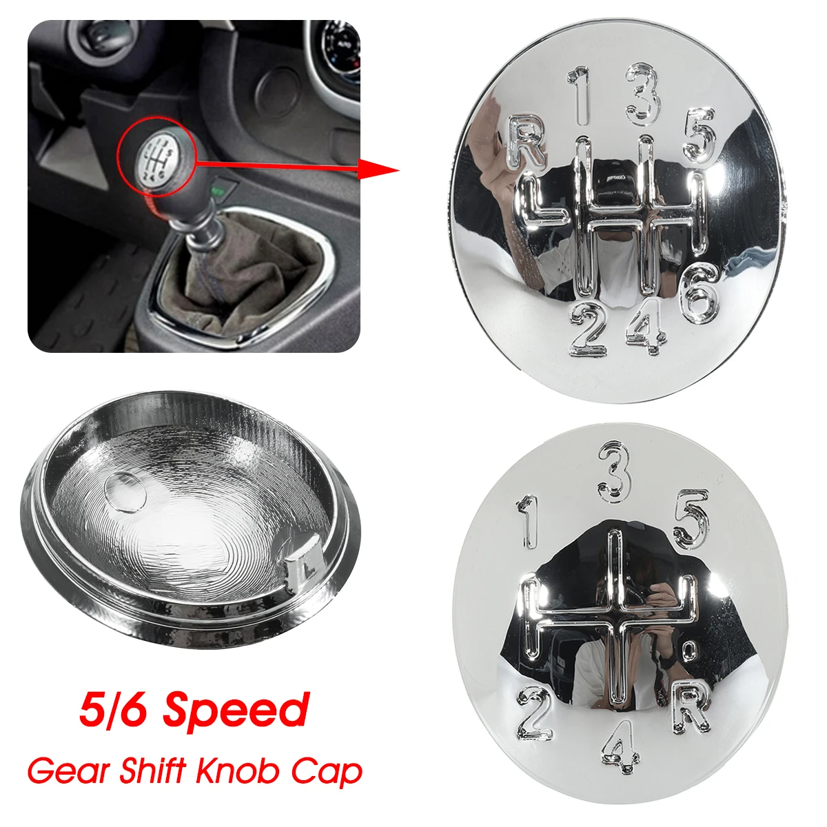 

5 Speed / 6 Speed Gear Shift Knob Cap Cover For Renault Clio Megane Scenic Twingo Chrome
