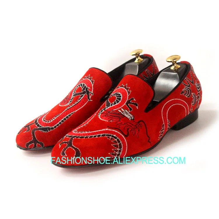 

Fashion Hot Summer Fall Driving Loafers Red Embroidery Wedding Party Mens Oxfords