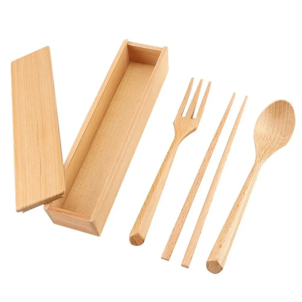 

Tableware Cutleries Western Food Set Wooden Spoon and Fork Set Travel Flatware Set Tableware with Storage Case Tableware