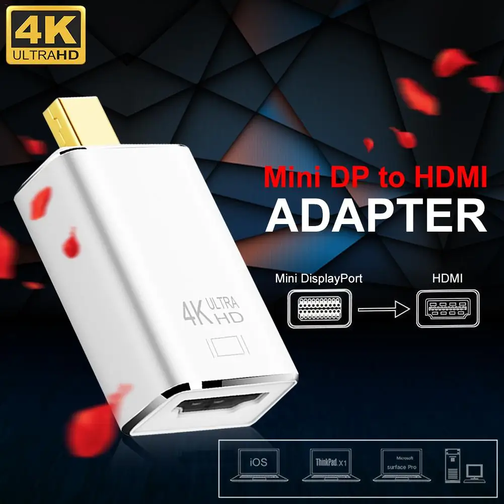 

Rondaful 1080P 4K Mini DP DisplayPort Male To HDMI Female Adapter For MacBook Mac Pro Air Digital Converter Adapter