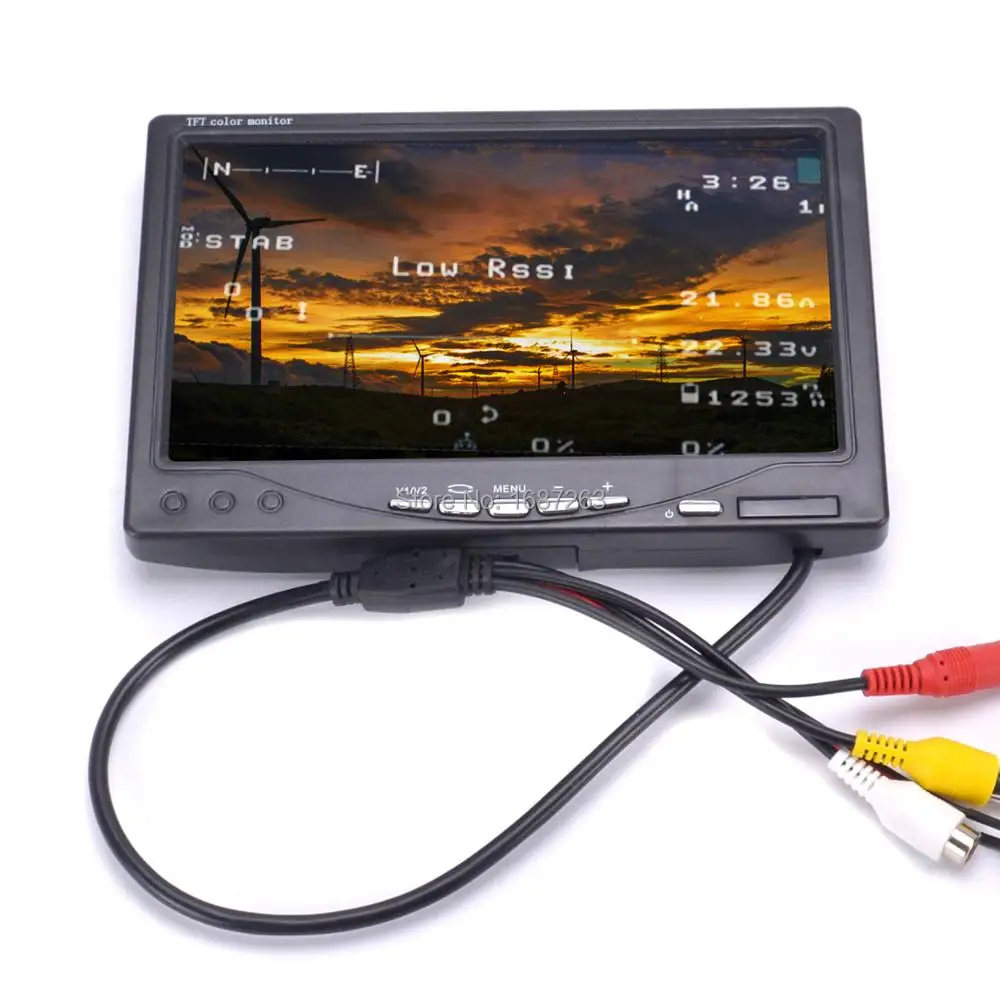 Нет синего цвета 7 &quotFPV LCD цветной 1024x600 FPV монитор видеоэкран дюймов для Rc