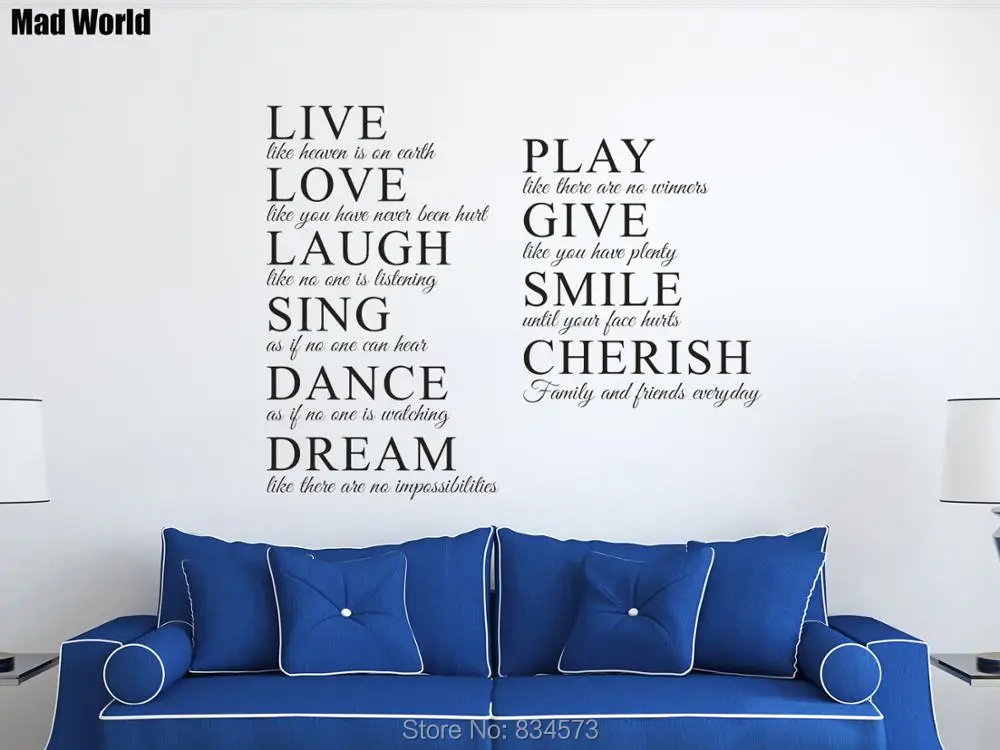 

Large LIVE LOVE LAUGH SING DANCE DREAM Wall Art Stickers Wall Decals Home DIY Decoration Removable Room Decor Wall Stickers