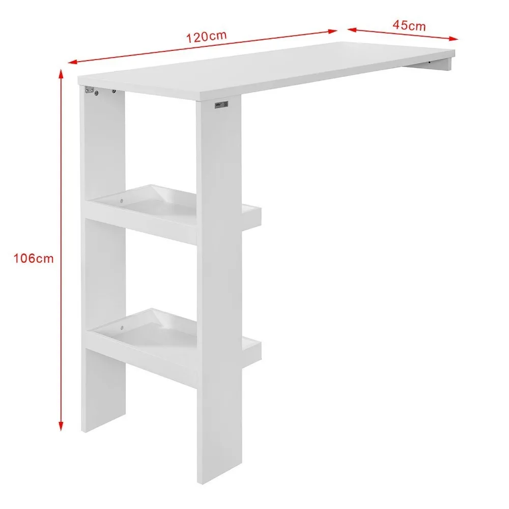 SoBuy FWT55 , Wall Mounted Kitchen Breakfast Bar Table Dining Table Coffee Bar with 2 Storage Shelves (Stool Not Included)