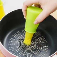 Silicone Oil Bottle for Barbecue Cooking Baking Pancake Kitchen Accessories Storage Bottles with Brush BBQ Tools plastic kitchen cooking oil brush bottle for barbecue frying orange