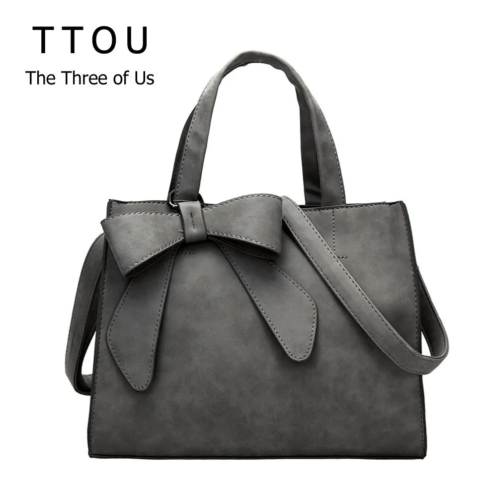 

TTOU Women Bow Shoulder Bag Causal Pu Leather handbag Ladies' Daily Large Shopping Tote Bag Bolsa Feminina