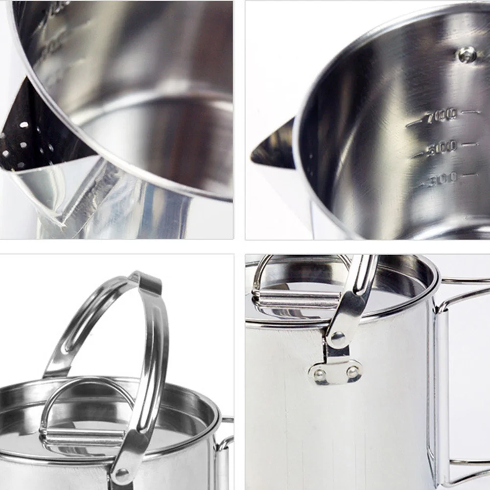 Portátil tetera Picnic al aire libre accesorios senderismo mango de acero inoxidable utensilio de cocina Camping colgante olla