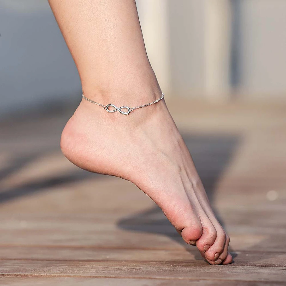 

Women Summer Alloy Simple Luck 8 Chain Infinity Charm Anklets For Ankle Bracelet for Women and Girls