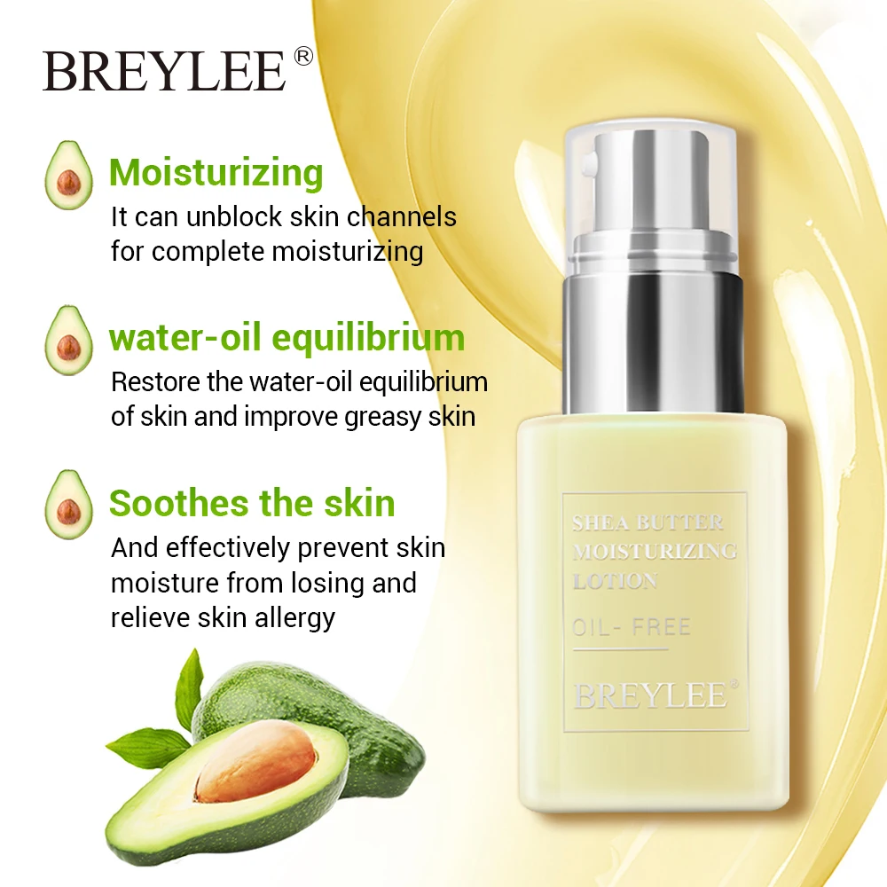 Breylee Oil-free Day Night Face Cream Shea Butter Moisturizing Lotion Anti Acne Treatment Facial Emulsion Nourishing Skin Care