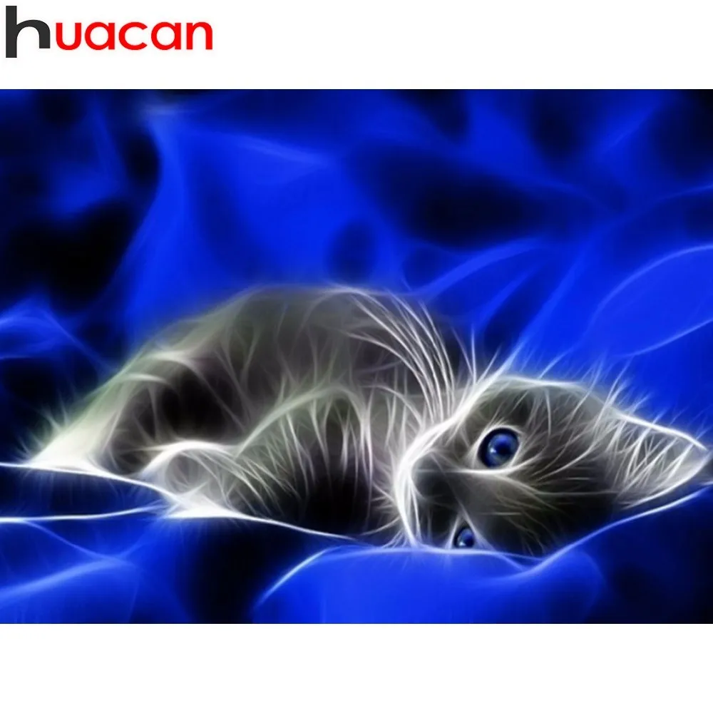 

HUACAN 5D DIY Diamond Painting Cross Stitch Cat Full Square Diamond Embroidery Mosaic Animal Rhinestone Handmade Decor Home