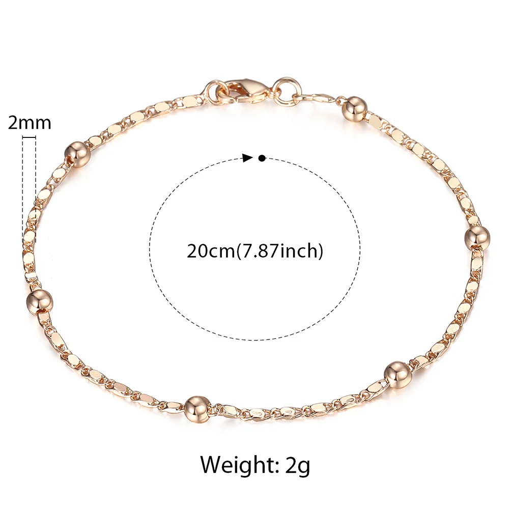 Thin 585 Rose Gold Jewelry Set for Women Marina Bead Link Chain Bracelet Necklace Set Woman Party Wedding Jewelry Gifts CS09 - Image 5