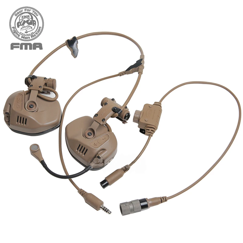 

FMA & FCS RAC Tactical Rail Attached Communication Headset Noise Reduction for Fast Helmet Tactical Headset High-cut With PTT
