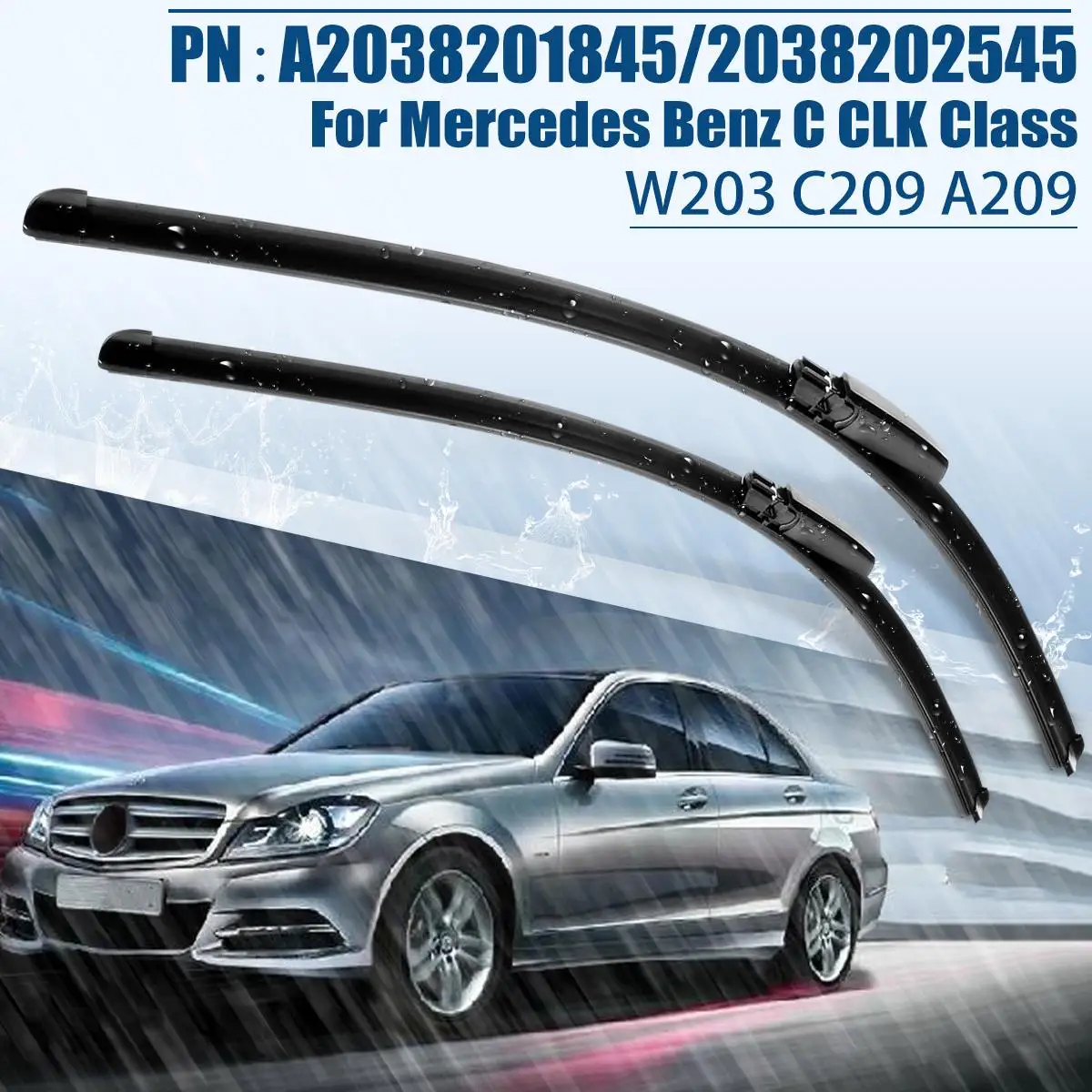 

A Pair Windshield Wiper Blade For Mercedes For Benz CLK-Class A209/C209 2003-2009 W203 2001-2007 Windscreen Front Window