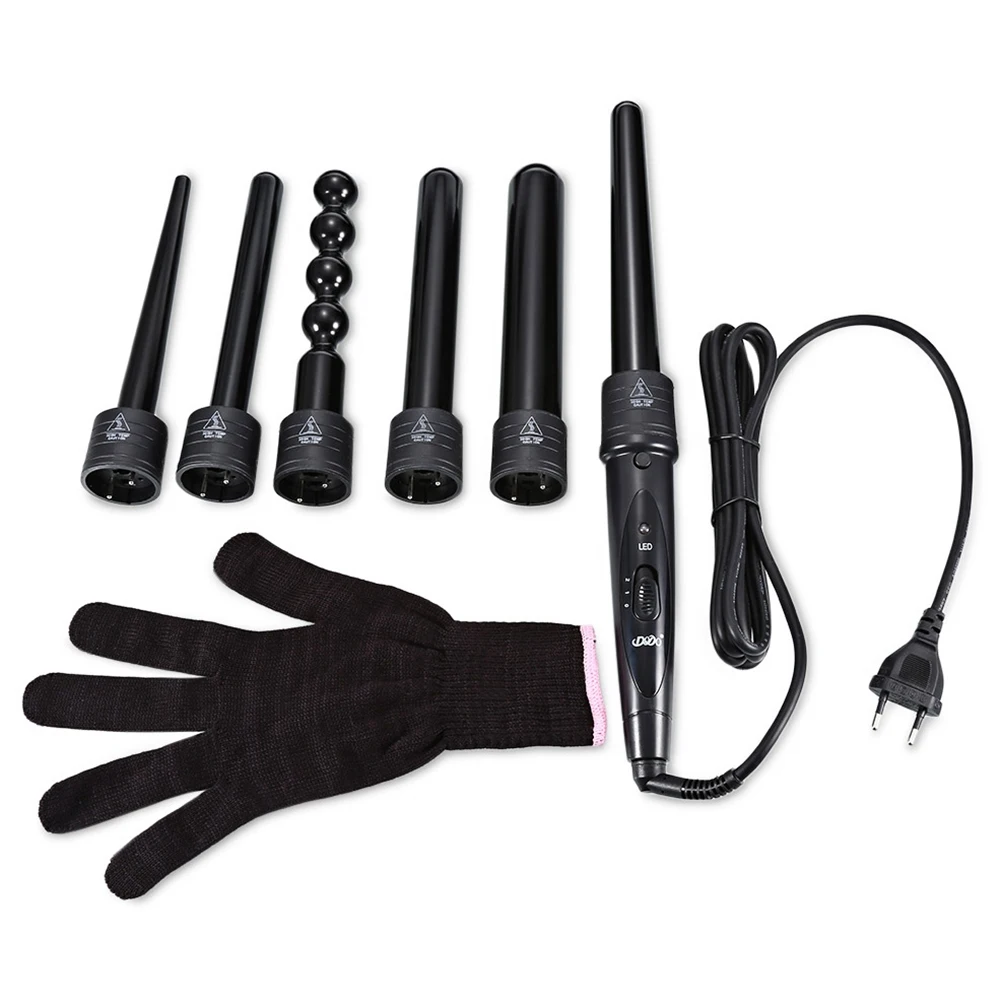 

Dodo New 6 In 1 Ceramic Pro Curling Iron Wand Hair Curler Set Pro Interchangeable Barrel Tourmaline Curling Iron Machine(Black